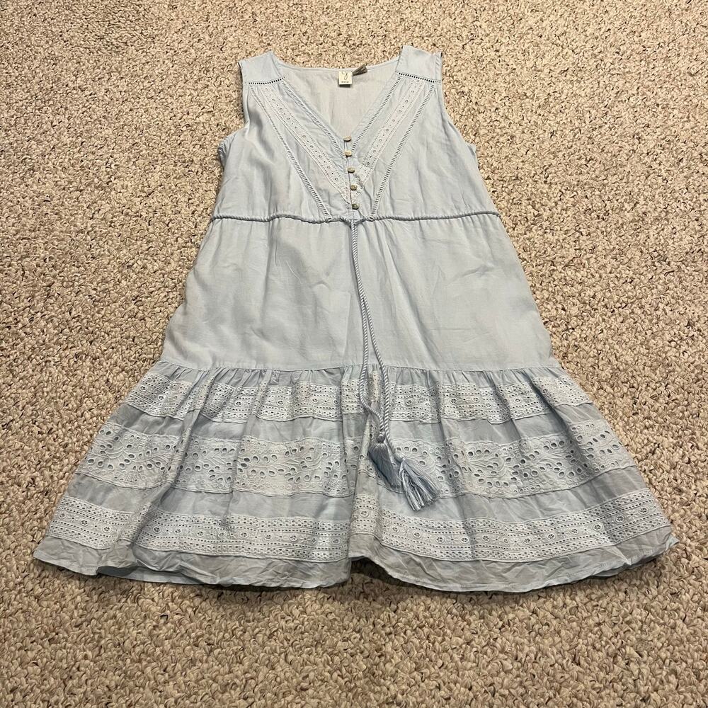 Joie Sleeveless V Neck Light Blue Dress S Lace Feminine Coquette Casual Preppy